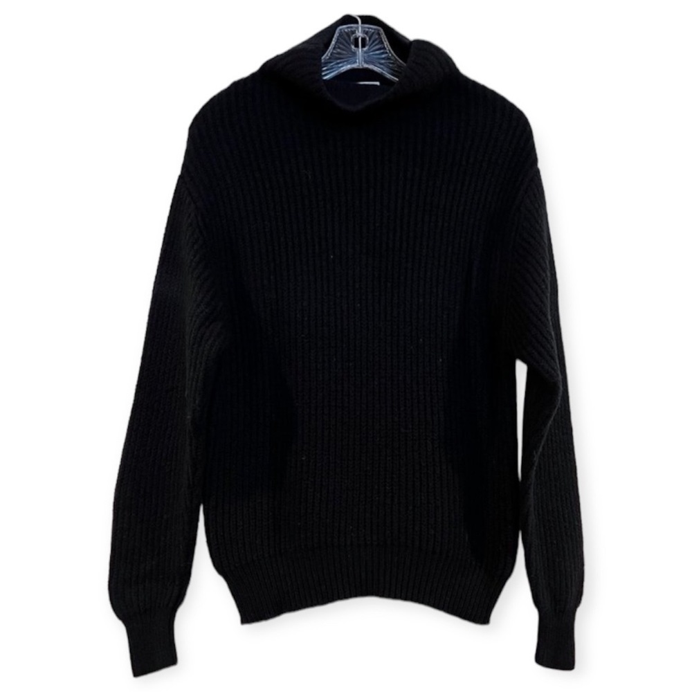 Wilfred 100% Merino Wool Classic Black Turtleneck Ribbed Knit Sweater S FLAWED